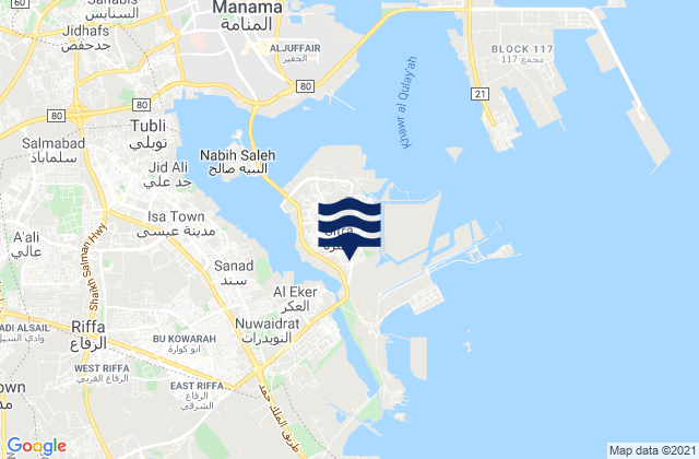 Sitrah, Bahrainの潮見表地図
