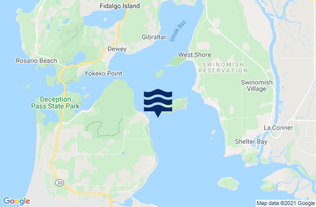 Skagit Bay channel SW of Hope Island, United Statesの潮見表地図