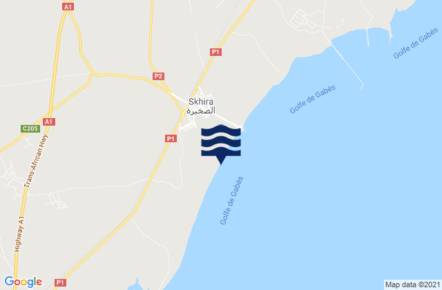 Skhira, Tunisiaの潮見表地図