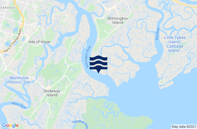 Skidaway Island N End Wilmington River, United Statesの潮見表地図