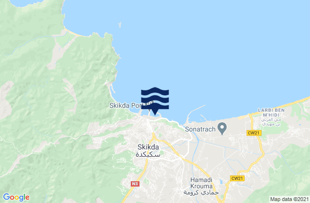 Skikda, Algeriaの潮見表地図