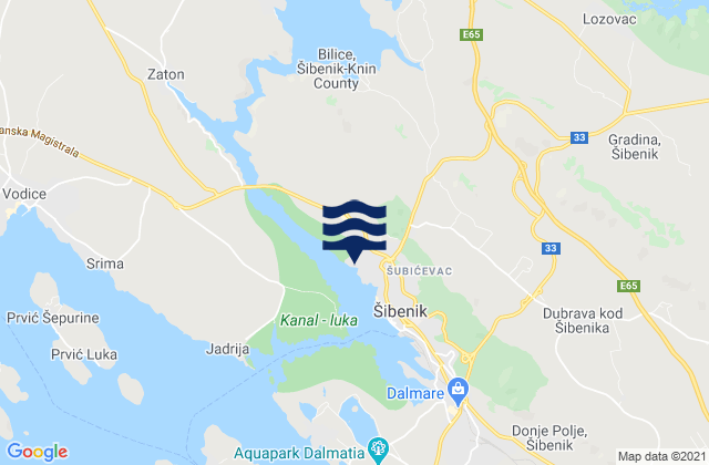 Skradin, Croatiaの潮見表地図