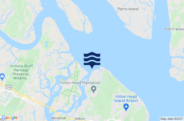 Skull Creek (North Entrance Hilton Head Island), United Statesの潮見表地図