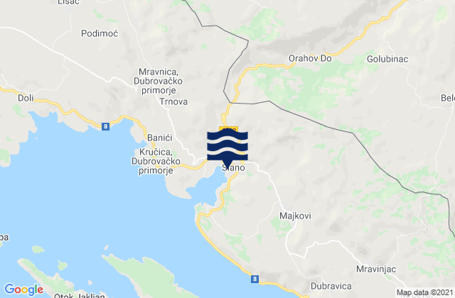 Slano, Croatiaの潮見表地図