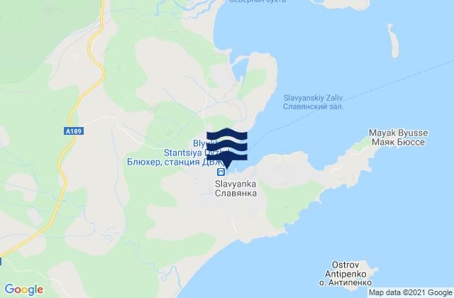 Slavyanski Bay, Russiaの潮見表地図