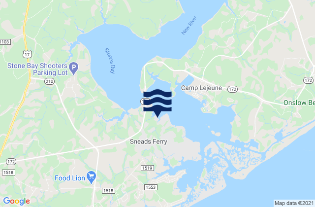 Sneads Ferry, United Statesの潮見表地図