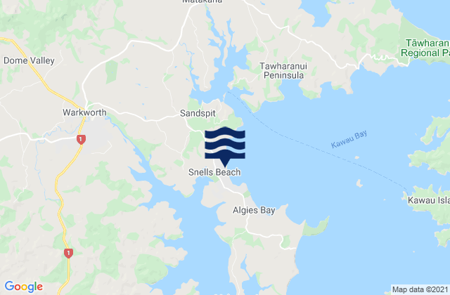 Snells Beach Auckland, New Zealandの潮見表地図