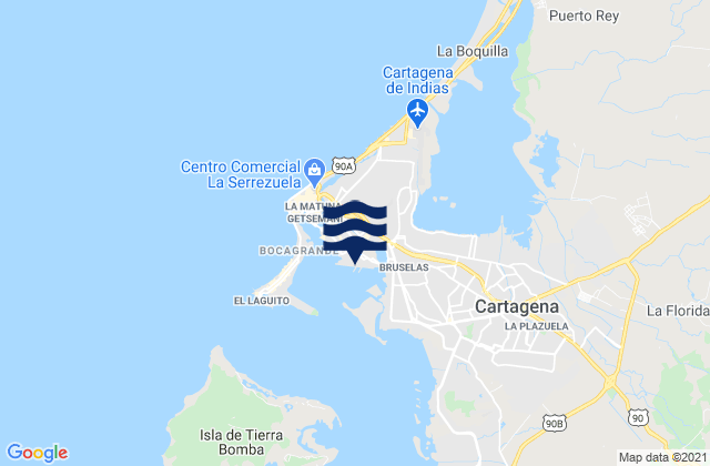 Sociedad Portuaria de Cartagena, Colombiaの潮見表地図