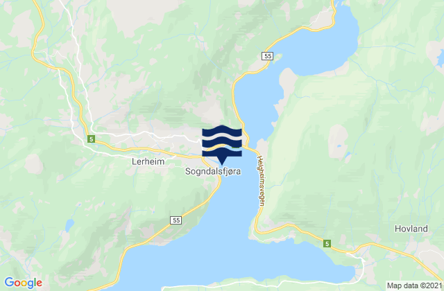 Sogndal, Norwayの潮見表地図