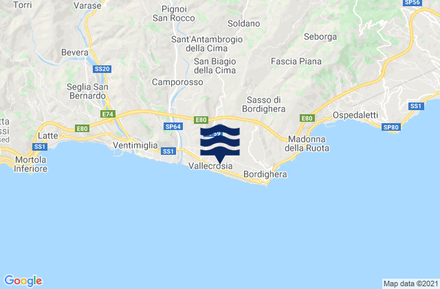 Soldano, Italyの潮見表地図