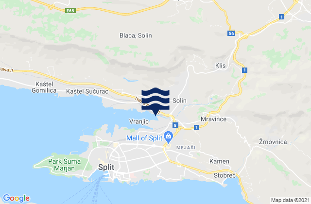 Solin, Croatiaの潮見表地図