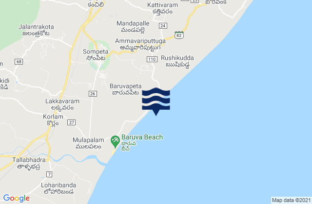 Sompeta, Indiaの潮見表地図