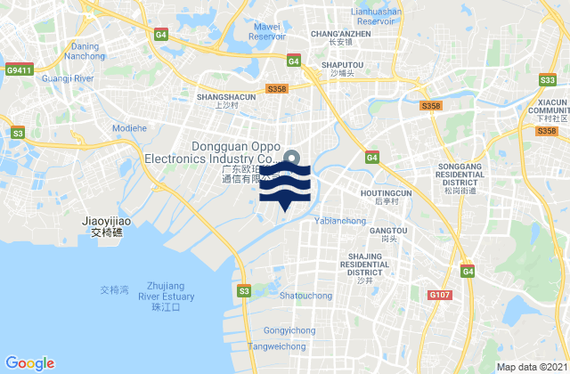Songgang, Chinaの潮見表地図
