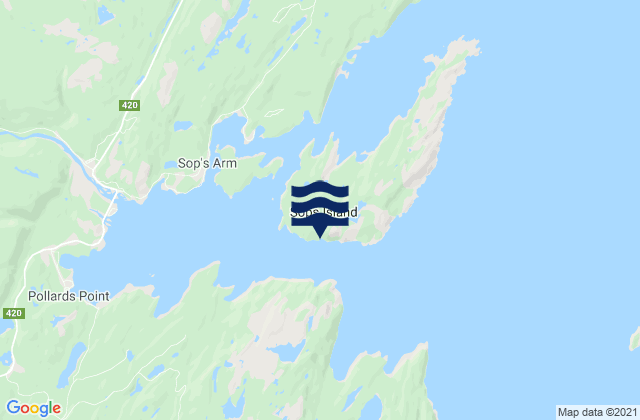 Sops Island, Canadaの潮見表地図