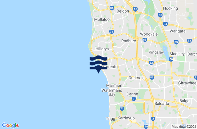 Sorrento Beach, Australiaの潮見表地図