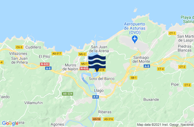 Soto del Barco, Spainの潮見表地図