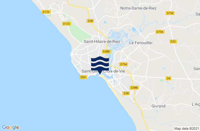 Soullans, Franceの潮見表地図
