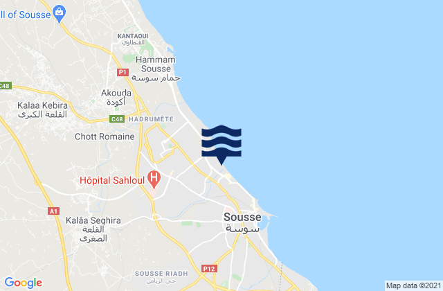 Sousse Jawhara, Tunisiaの潮見表地図