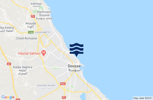 Sousse Médina, Tunisiaの潮見表地図