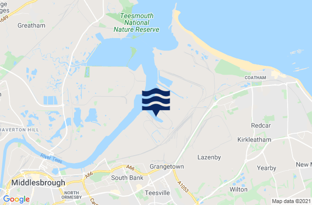 South Bank, United Kingdomの潮見表地図