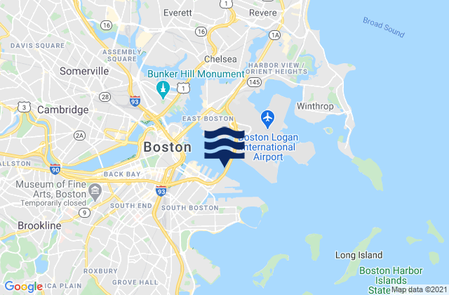 South Boston Pier 4 0.2 n.mi. NNE of, United Statesの潮見表地図