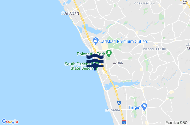 South Carlsbad State Beach, United Statesの潮見表地図