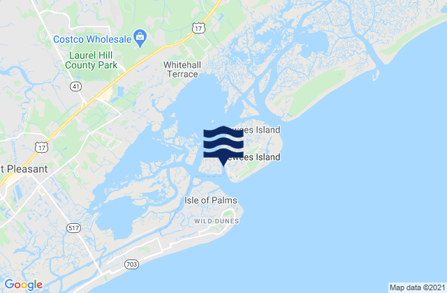 South Dewees Island (Dewees Inlet), United Statesの潮見表地図