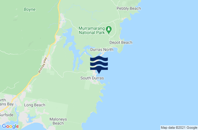 South Durras, Australiaの潮見表地図