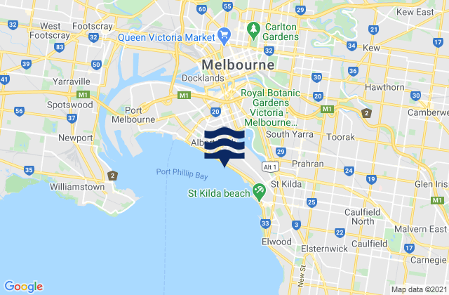 South Melbourne, Australiaの潮見表地図