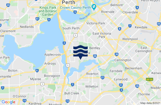 South Perth, Australiaの潮見表地図