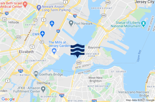 South Reach Newark Bay, United Statesの潮見表地図