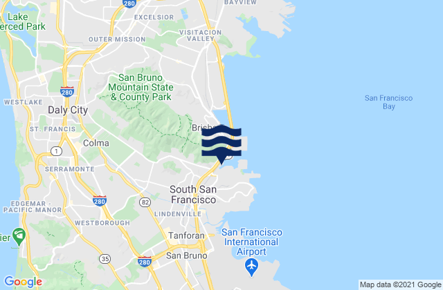 South San Francisco, United Statesの潮見表地図