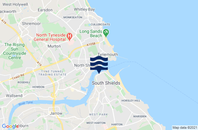 South Shields, United Kingdomの潮見表地図