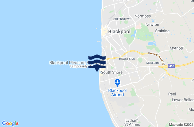 South Shore Beach, United Kingdomの潮見表地図