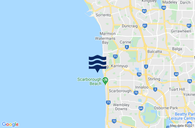 South Trigg Beach, Australiaの潮見表地図