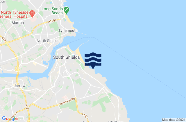 South Tyneside, United Kingdomの潮見表地図