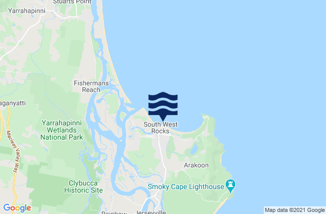 South West Rocks, Australiaの潮見表地図