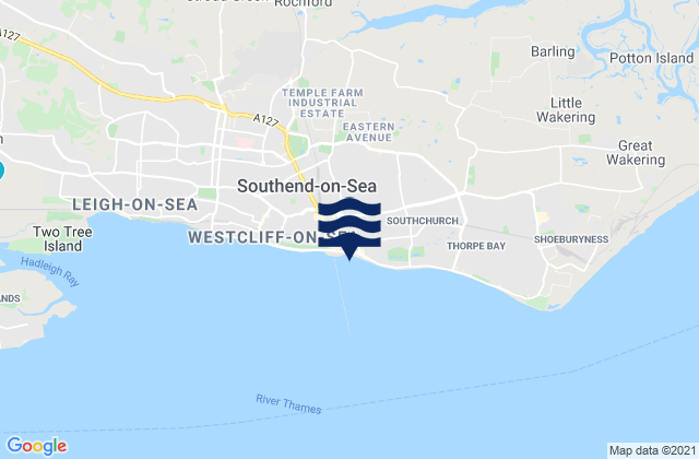 Southend City Beach, United Kingdomの潮見表地図