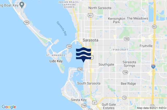Southgate, United Statesの潮見表地図