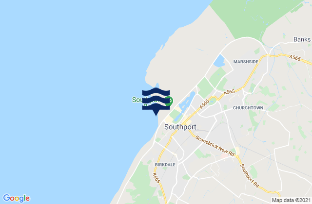 Southport Beach, United Kingdomの潮見表地図