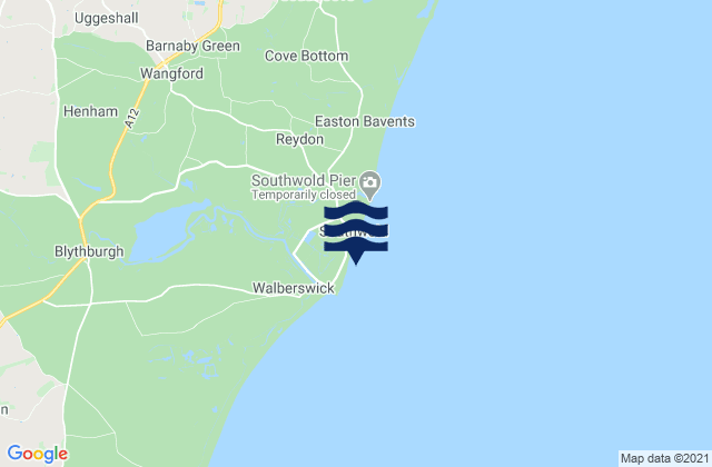 Southwold - The Denes Beach, United Kingdomの潮見表地図