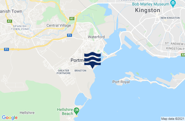 Spanish Town, Jamaicaの潮見表地図