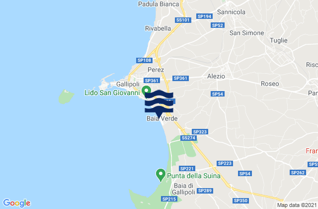 Spiaggia Baia Verde, Italyの潮見表地図