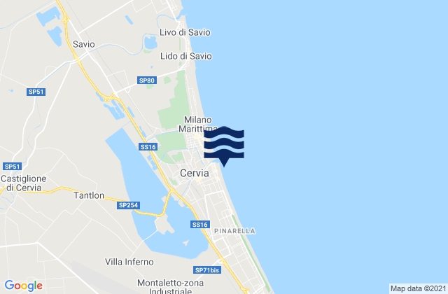 Spiaggia Cervia, Italyの潮見表地図