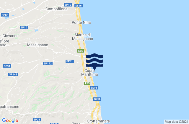 Spiaggia Cupra Marittima, Italyの潮見表地図