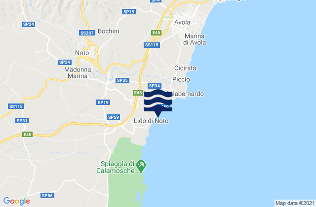 Spiaggia Lido di Noto, Italyの潮見表地図