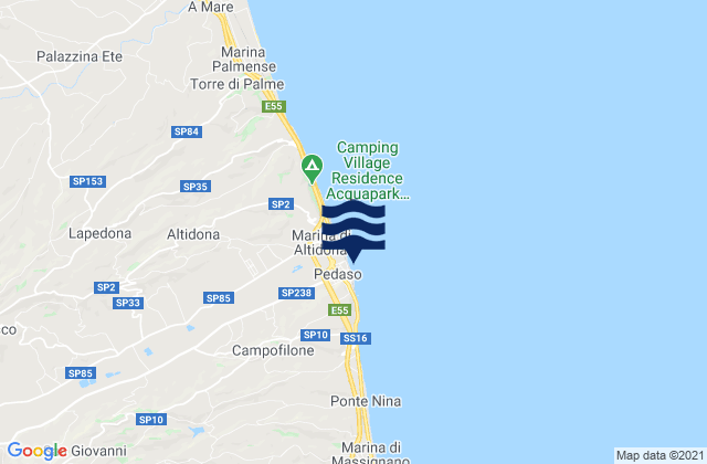 Spiaggia Pedaso, Italyの潮見表地図