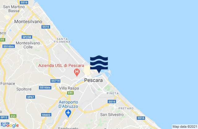Spiaggia Pescara, Italyの潮見表地図