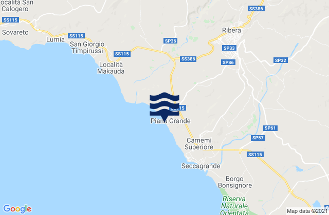 Spiaggia Piana Grande, Italyの潮見表地図