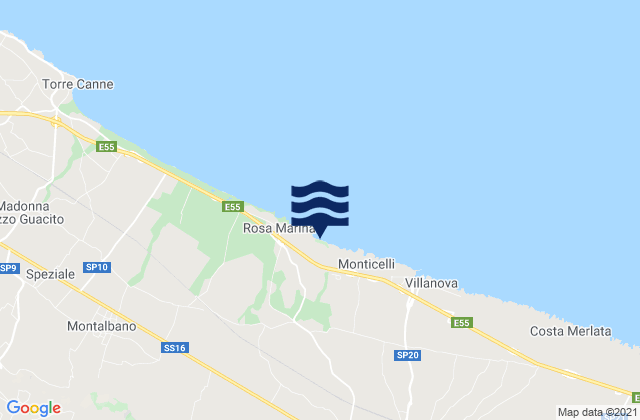 Spiaggia Rosa Marina, Italyの潮見表地図